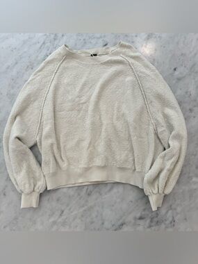 Free People Cream Bell Sleeve Slouchy Boucle Top